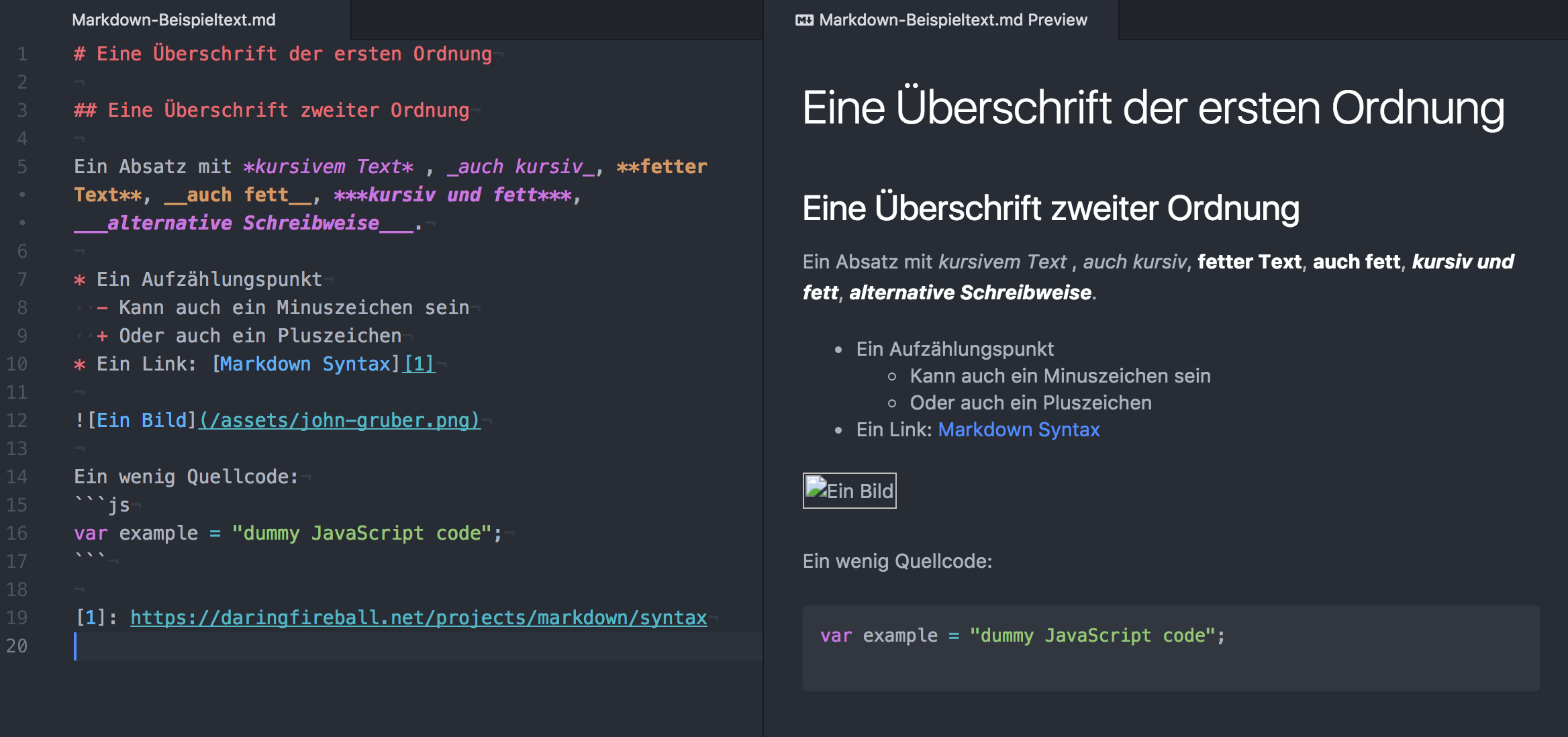 Editor Atom mit Live-Vorschau